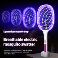 3 IN 1 10/6 LED Mosquito Killer Lamp 3000V Electric Bug Zapper USB Rechargeable Summer Fly Swatter Trap Flies