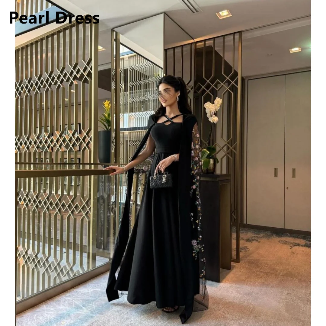 

Pearl Black Luxurious Women's Evening Dresses for Formal Occasions Custom Made Floral Embroidered Lace Luxury Party Dress Prom