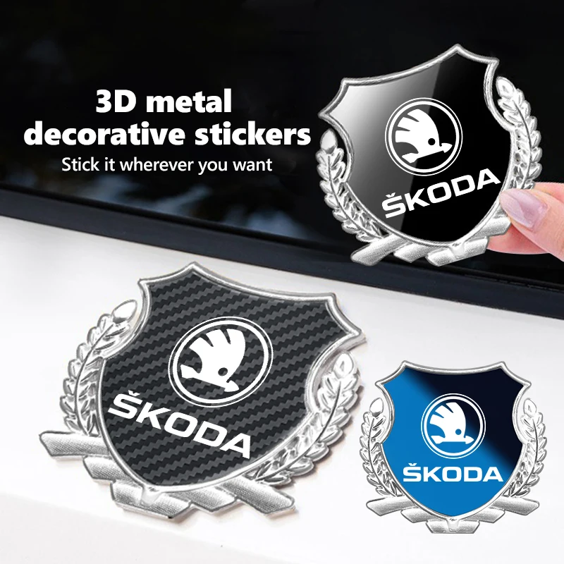 For Skoda Car Sticker 3D Badge Decorative Modification Accessories Kamiq MK3 Roomster Rapid Kodiaq Karoq Fabia Enyaq