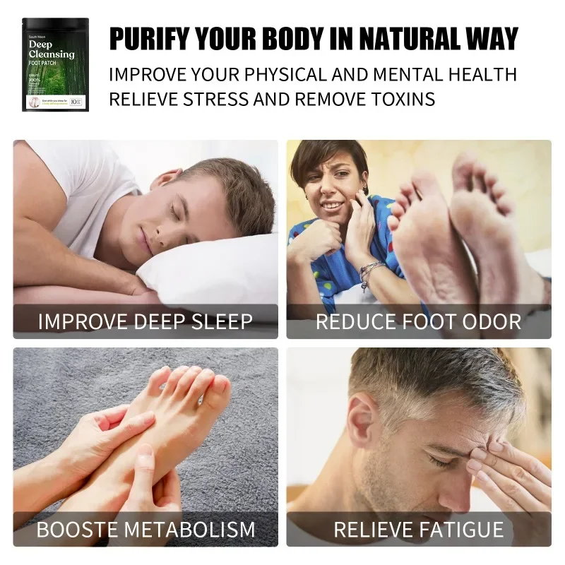 Natural Bamboo Charcoal Foot Patch relieve fatigue stress Anxiety Feet Massage Improve Sleep Quality  Health Care sticker