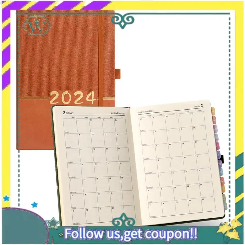NEW 2024 Portable Planner 365 Days Cover Daily Weekly Schedule Notebook Compact Calendar Journal School Office Agenda Durable Bl