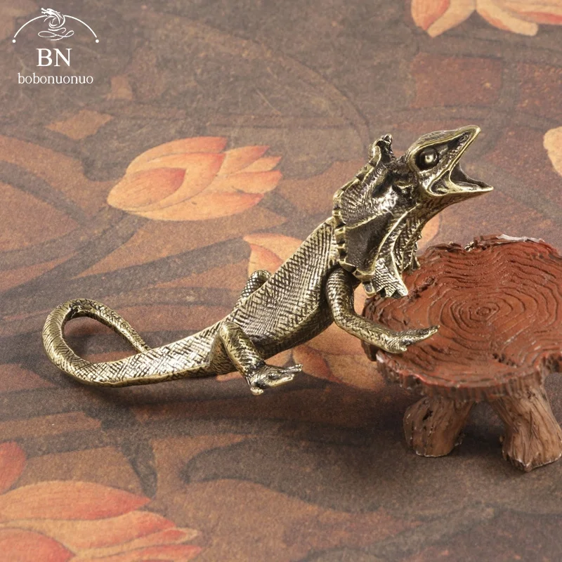 Antique Copper Lizard Statue Tabletop Small Ornament Vintage brass Animal Figurine Desk Decorations Accessories Home Decor Craft