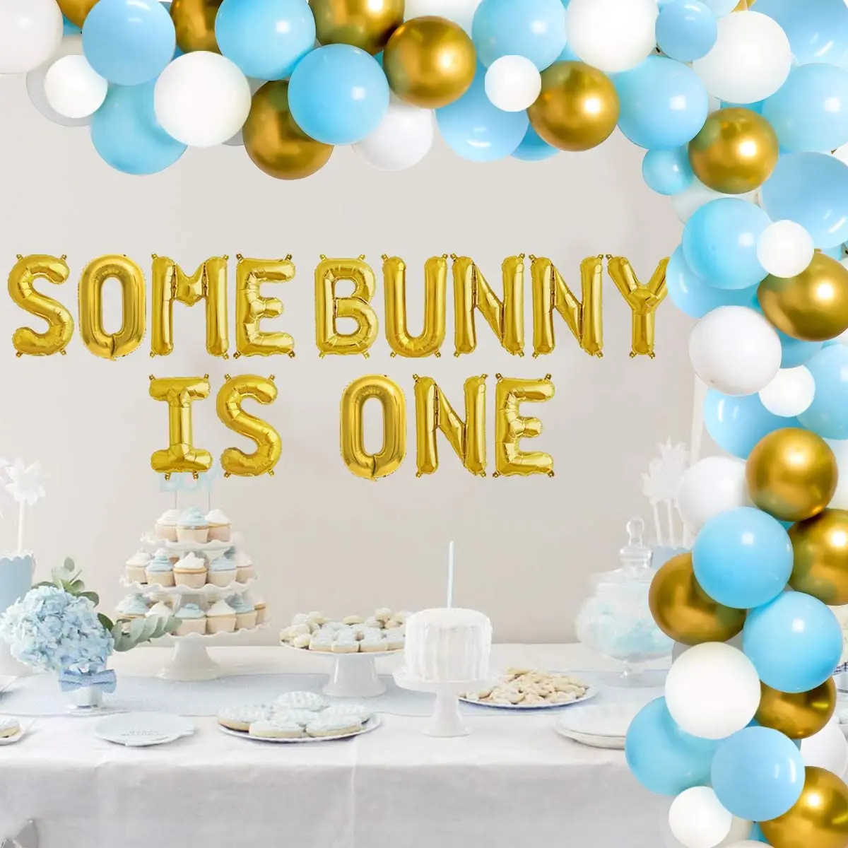 

Happy Bunny Theme Balloon Garland Kit for Boy, 1st Birthday Decorations, Easter Party Supplies, Spring