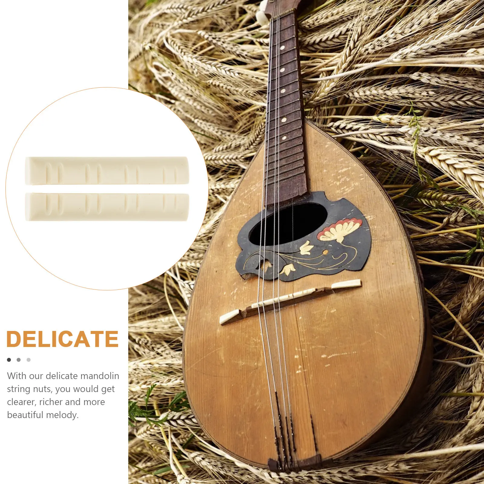2Pcs Mandolin Nut High Quality ABS String Support Enhanced Vibration Sustain Clearer Melody Bridge Saddle Replacement Parts