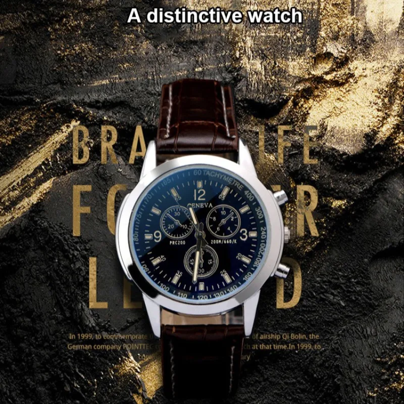 Relógio Quartz de Três Olhos Masculino, Impermeável, Multi Funcional, Moda