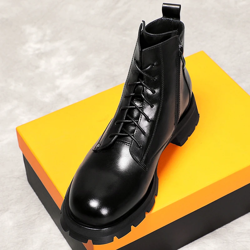 

Full Grain Leather Chelsea Boots Men Genuine Leather British Casual Formal Business Thick Sole Motorcycle Ankle Boots Male Shoes