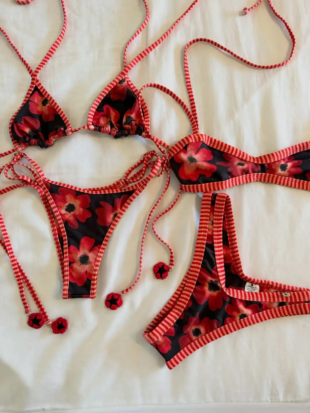 

Vintage Floral Printed Bikini Women's Swimwear Fashion Lady Triangle Dual Straps Biquini Bathing Suit Mujer Vacation Beachwear