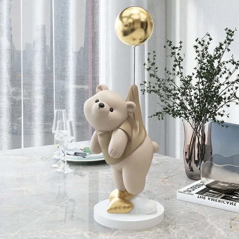 

Creative Balloon Polar Bear Resin Ornaments Home Decor Crafts Statue Office Desk Figurines Decoration Bookcase Sculpture Craftsd