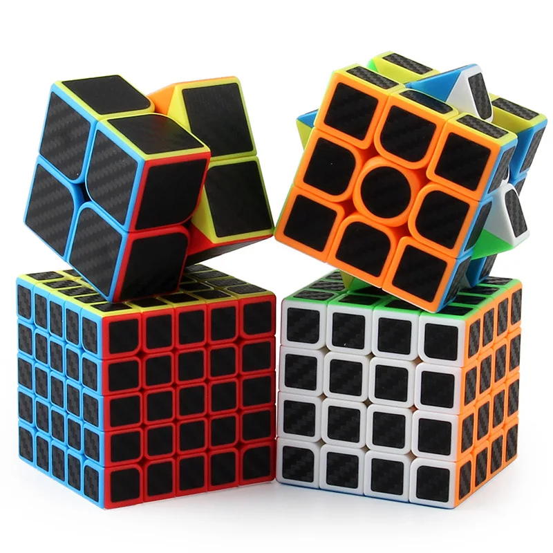 4Pcs/set MoYu Carbon Fiber Sticker Magic Square WCA 2x2 3x3 4x4 5x5 Speed Magic Cube Professional Antistress Puzzle Kid Toys