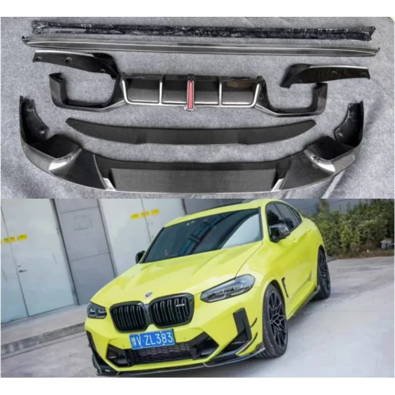 

For BMW F97 F98 X3M X4M 2019-2022 Real Carbon Fiber Bumper Front Lip Rear Diffuser Side Skirts Spoiler Body kit