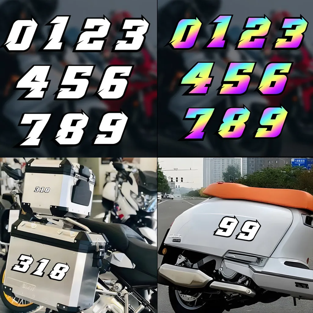 Number 0123456789 Motorcycle Sticker Motorcross Fuel Helmet Windshield DIY Number Waterproof Vinyl Decal