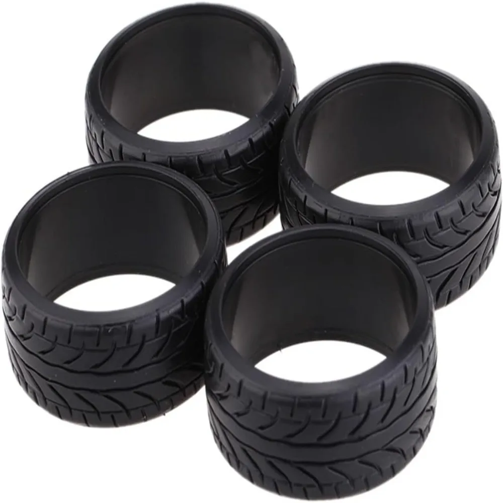 4 Pcs Easy Install 1/10 Scale RC Car Tires Plastic Hard Textured Surface Grain Drift Wheels Replacement Part On-Road Racing