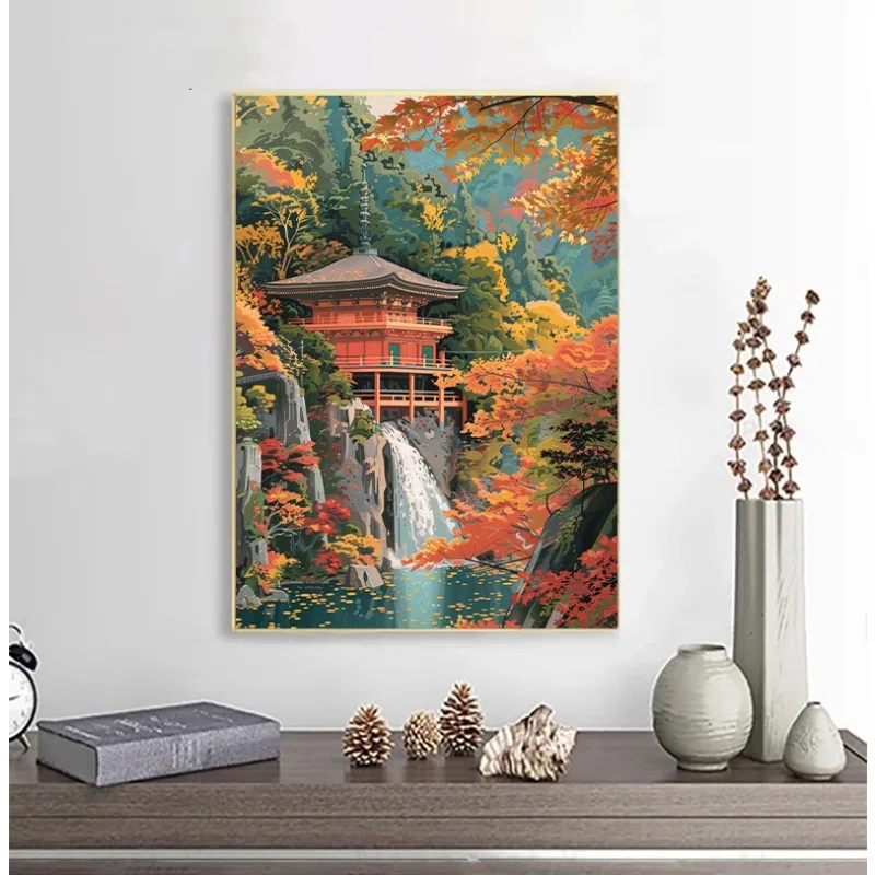 Vintage Hiroshi Yoshida Inspired Poster Traditional Japanese Village Landscape Canvas Painting Wall Art Living Room Home Decor
