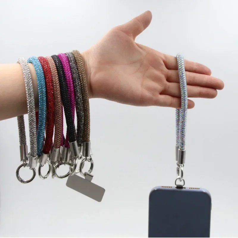 5pcs/Lot New High Quality Rhinestone Chain Pendant Bag Charm Keychain Fashion Bling Phone Lanyard Anti-Loss Strap for Women