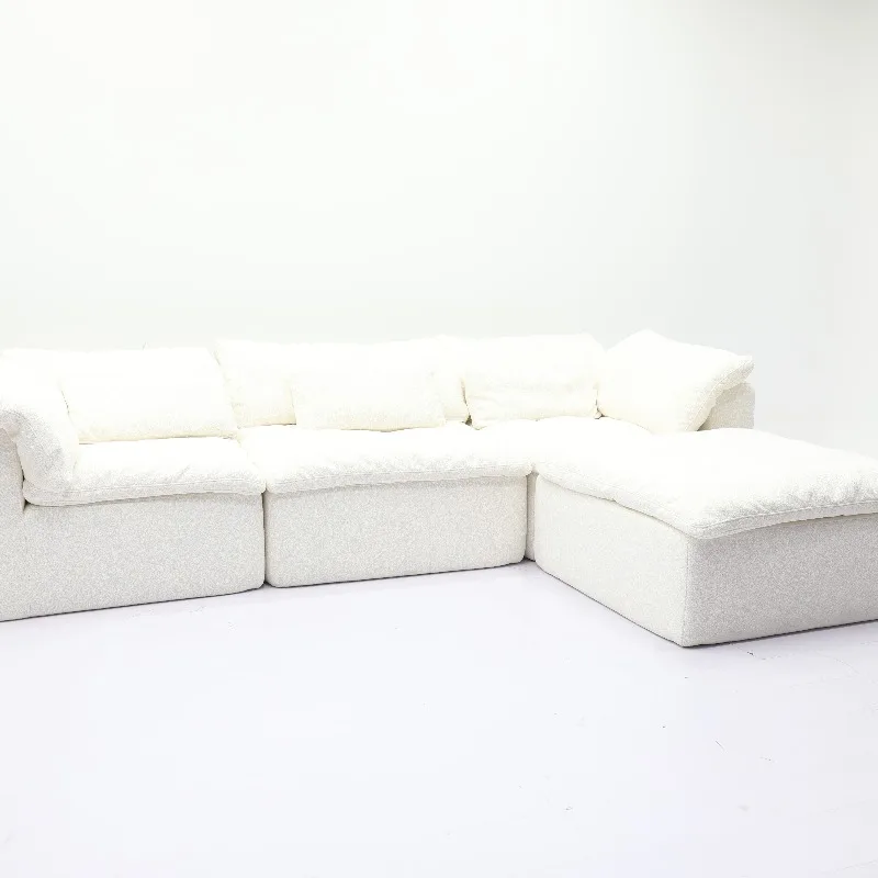 【Best-selling】New Design Cloud Chaise Modular Corner Sectional Sofa Set L-Shape Compressed Fabric Chesterfield For Apartment Spo