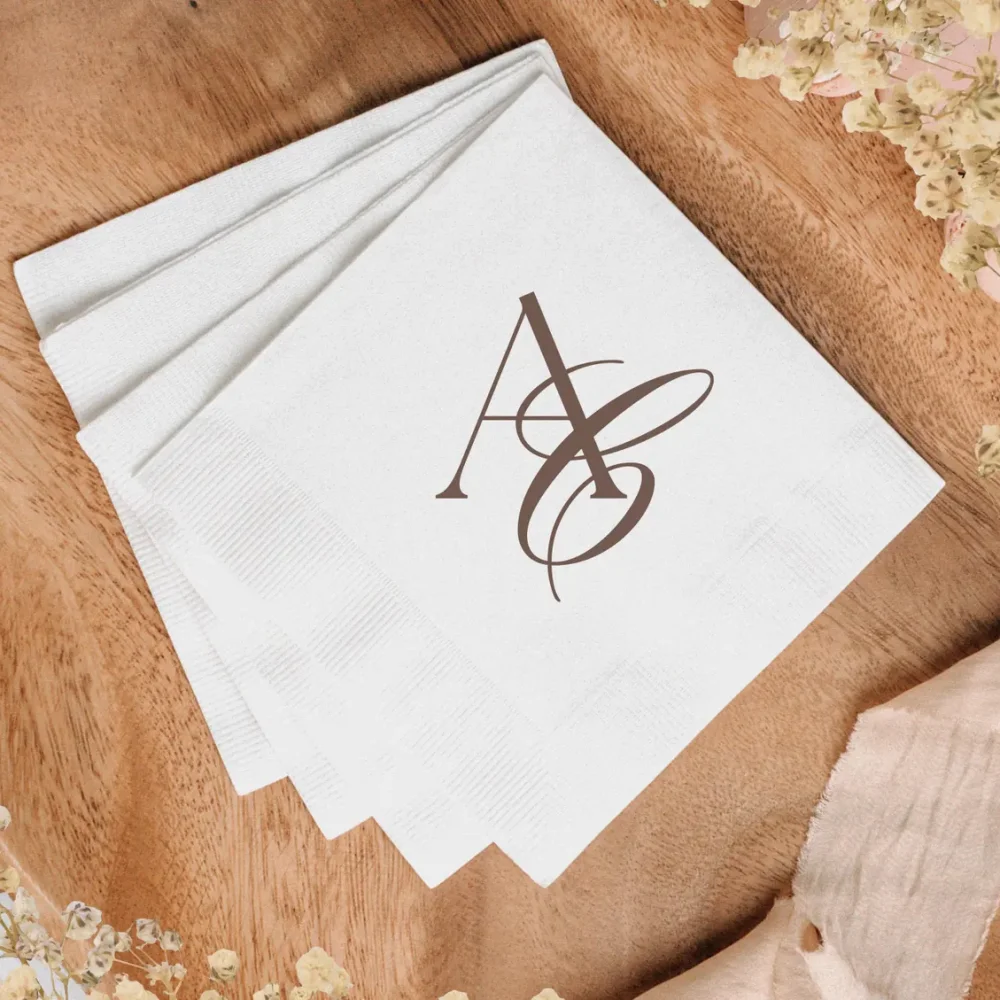 

Personalized Napkins Custom Monogram Luxury Wedding Napkin Cocktail Hour Napkin for Reception Rehearsal Dinner Engagement Party