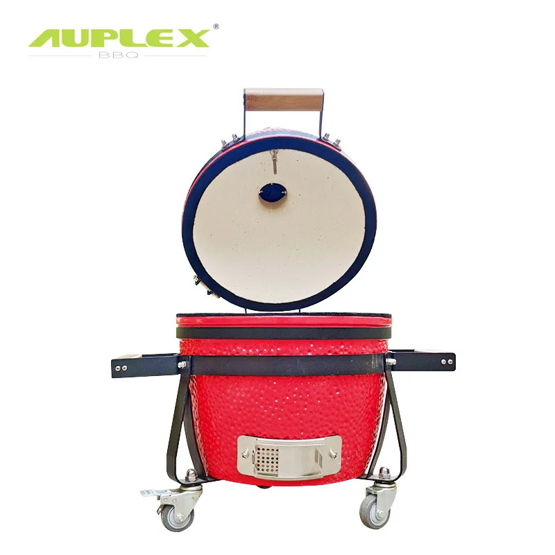 Auplex Kamado BBQ Grill 14'' orange peel portable trunk grill ceramic barbecue grill