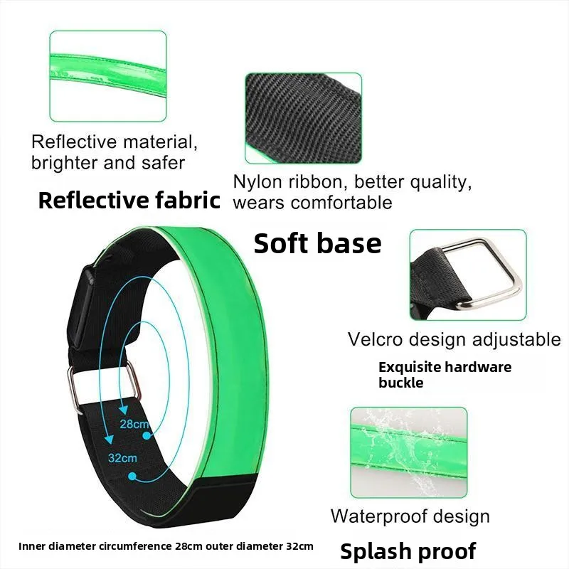 แขนสะท้อนแสง LED พร้อมสายรัดข้อมือ, สายรัดแขนเรืองแสงสำหรับวิ่งกลางคืน, สายรัดข้อมือเรืองแสง, ไฟ LED สำหรับเตือนการปั่นจักรยาน