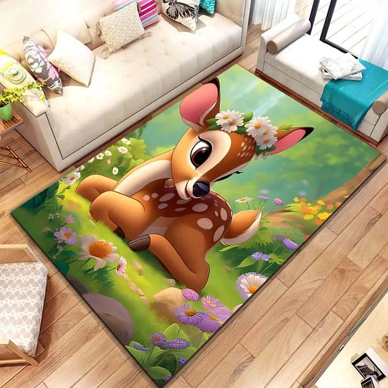 Deer Bambi Cartoon Rug Carpet for Living Room Children's Bedroom Mat Sofa Doormat Floor Rugs Home Decor Anti Slip Mat Gift