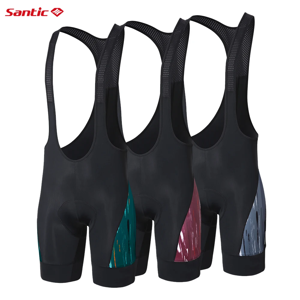 Santic Cycling Bib Shorts Men Summer Outdoor Wear Bike 3 Hours Ride Padded Riding Bib Tights Bicycle Cycling Clothing Quick-Dry