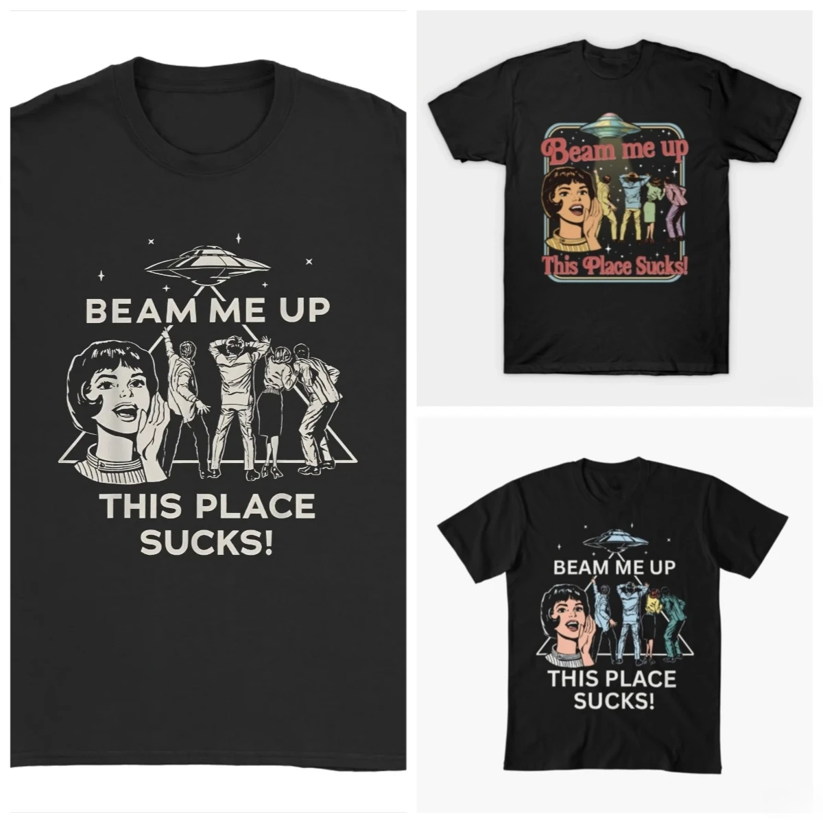 

Beam Me Up This Place Sucks! Men's T Shirt Steve Harrington Creative Tees Short Sleeve Round Collar T-Shirts 100 Cotton Clothing