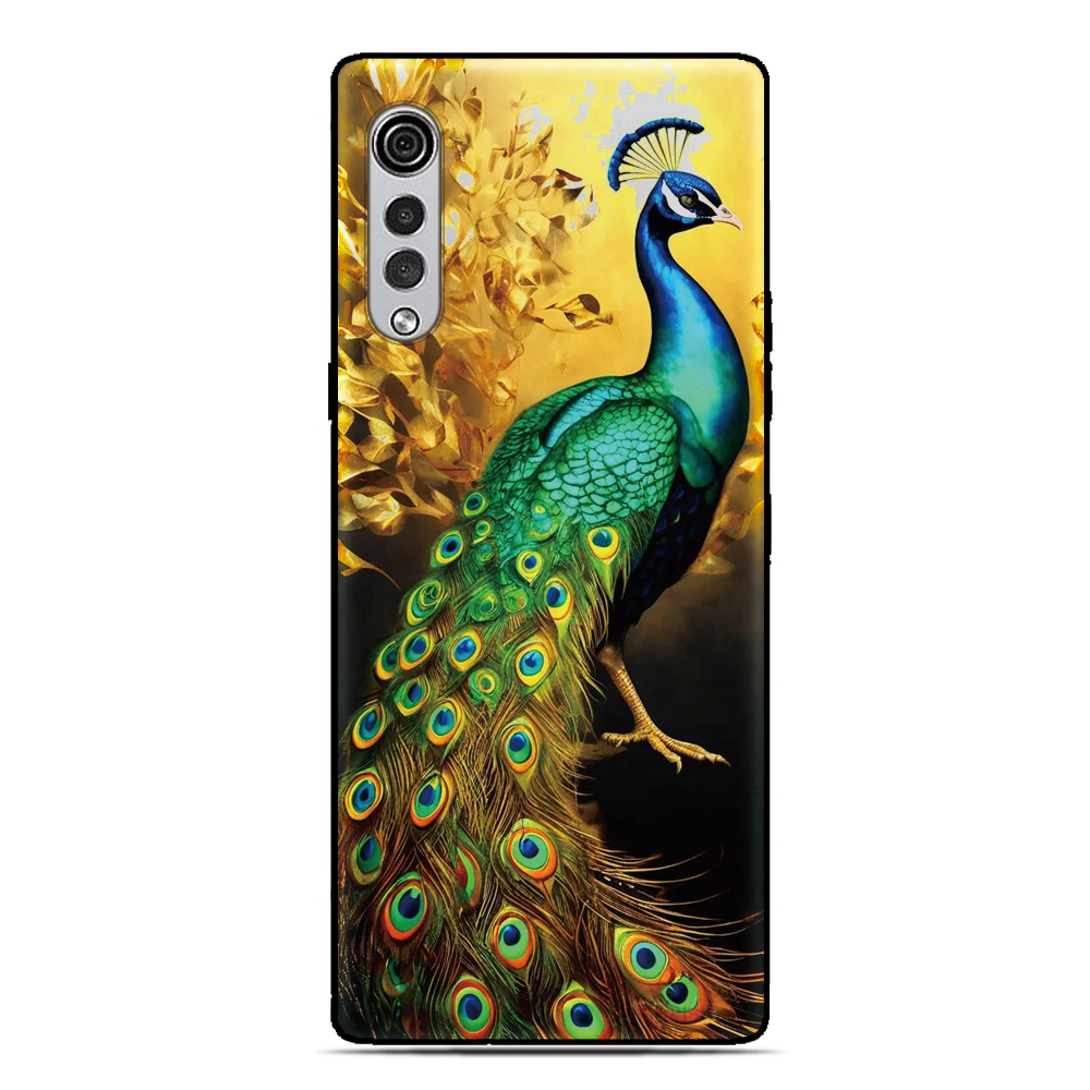 Funda trasera de plumas de pavo real para UMIDIGI G9 G9A G9C G9T Note 90 90C 90A G5 G6 G3 Power 5 5s 7 7s F1 A9 A11 A13 Pro Max