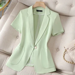 2023Summer Suit Short Sleeve One Button Korean Version Small Suit Thin Style Temperament Goddess Fan Professional Small Suit Top