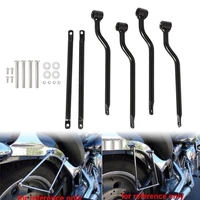 Para Kawasaki Honda Yamaha Suzuki Harley motocicleta negro Universal bolsa de sillín barras de soporte soportes soporte equipaje lateral