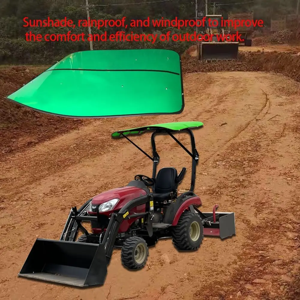 Green 53x53 Tractor ROPS Canopy with Mower Sun Shade, Adds 4 to Height