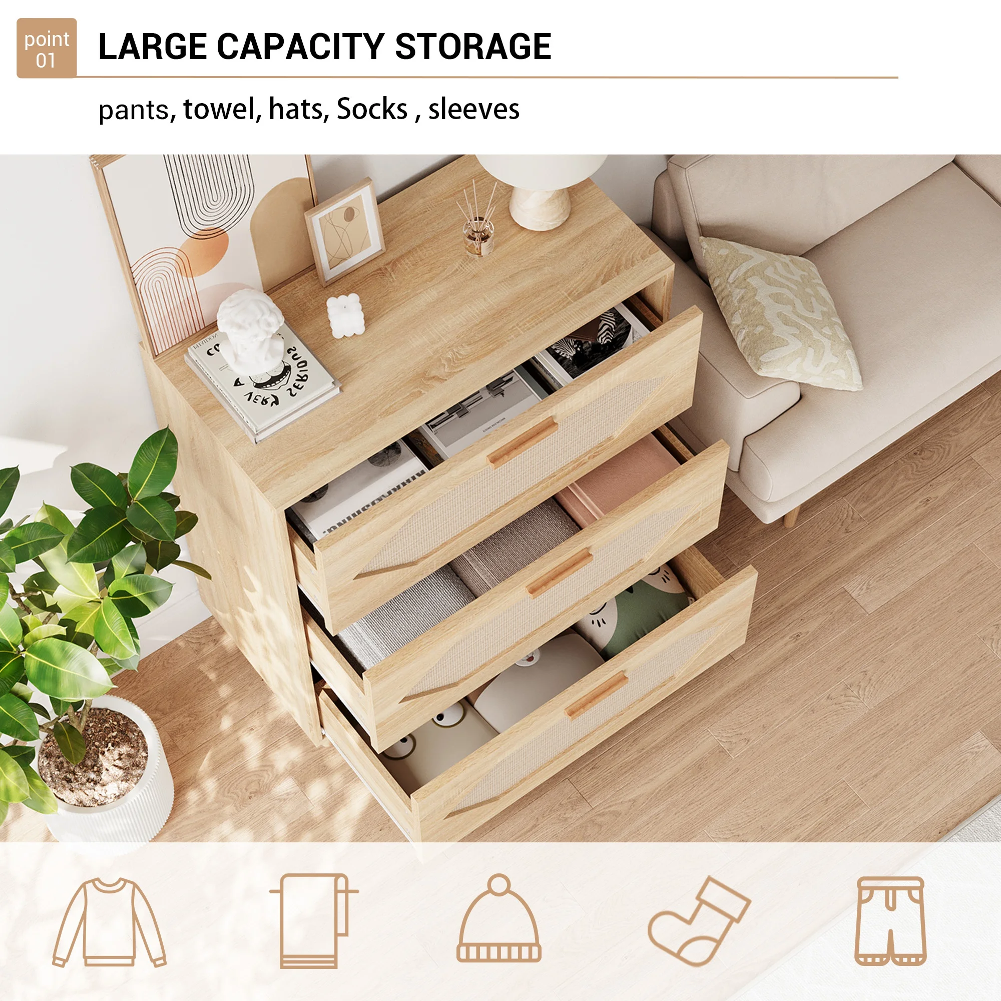 3 Drawer Rattan Dresser, Woode - đánh giá và giá Bedroom Furniture