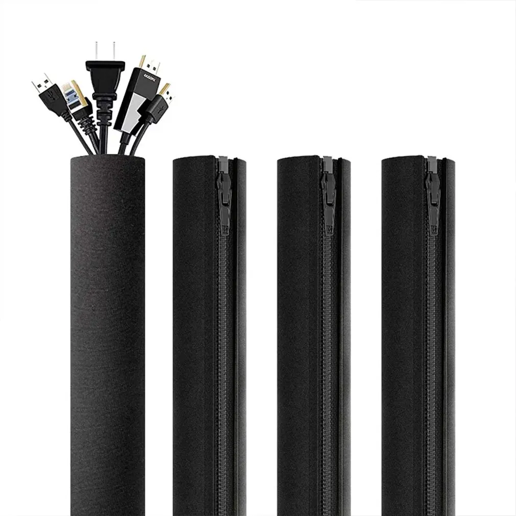 Cable Management Sleeve With Zipper Office Computer Power Cord Data Cable Storage And Sorting Winding Sleeve