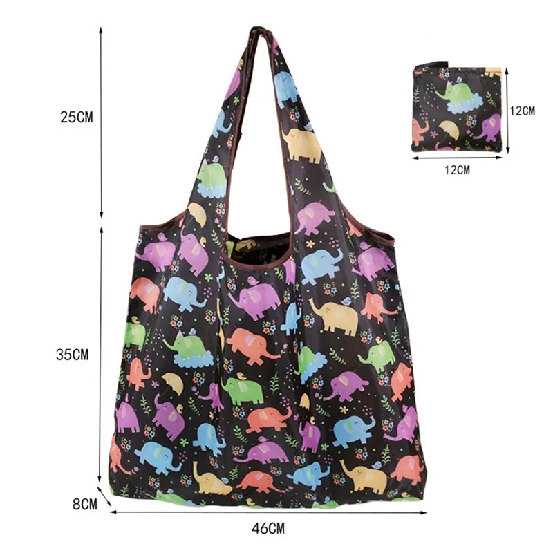 Reusable Shopping Bags Women Foldable Tote Bag Portable Cloth Eco Grocery Bag Folding Fruit Vegetable Handbags Large Capacity