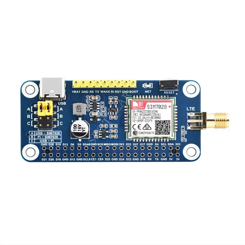 Raspberry Pi Expansion Board with SIM7028 Module, Global Band NB-IoT Communication Supported, Built-in GSM Antenna