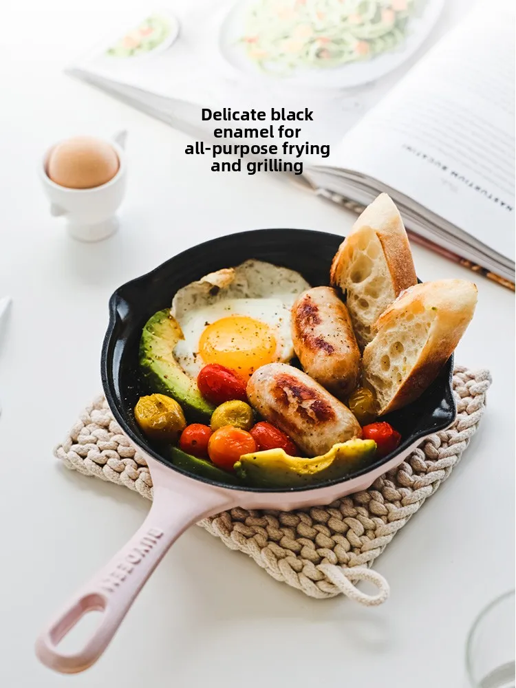 Pan, Non-stick Pan, Household Steak, Omelette, Pancake, Fried Oil-splashed Cast Iron Enamel Breakfast Pan