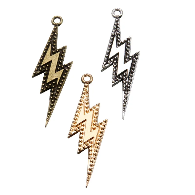 10PCS 14*44mm  3 Color Lightning Charms Metal Alloy Natural Retro Pendant  DIY Necklace Jewelry Bracelet Earrings Marking Parts