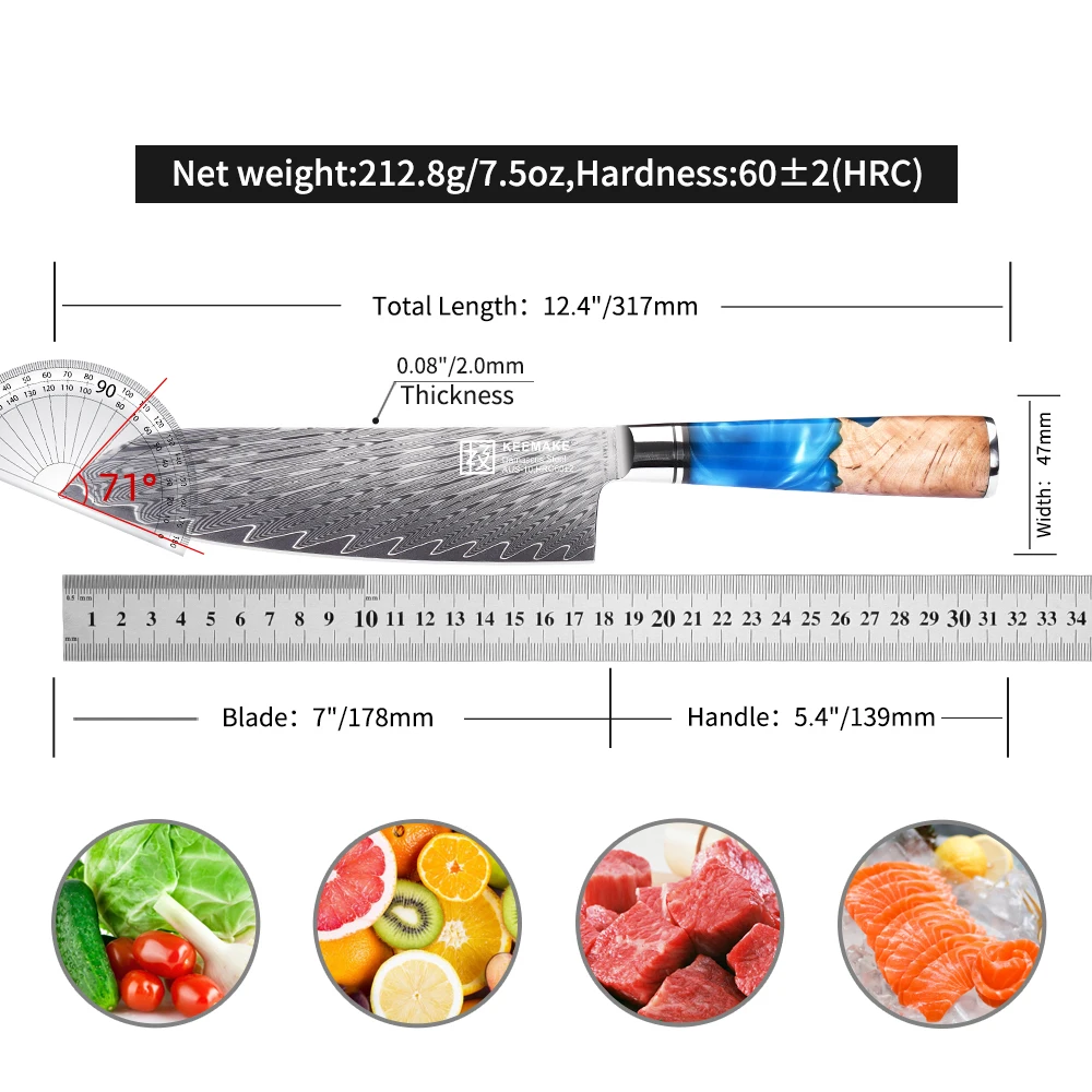 Professional 18cm Santoku Knife Extra Sharp Damascus Steel Kitchen Knife Japanese Chef\'s Cutting Knives Cooking Tools