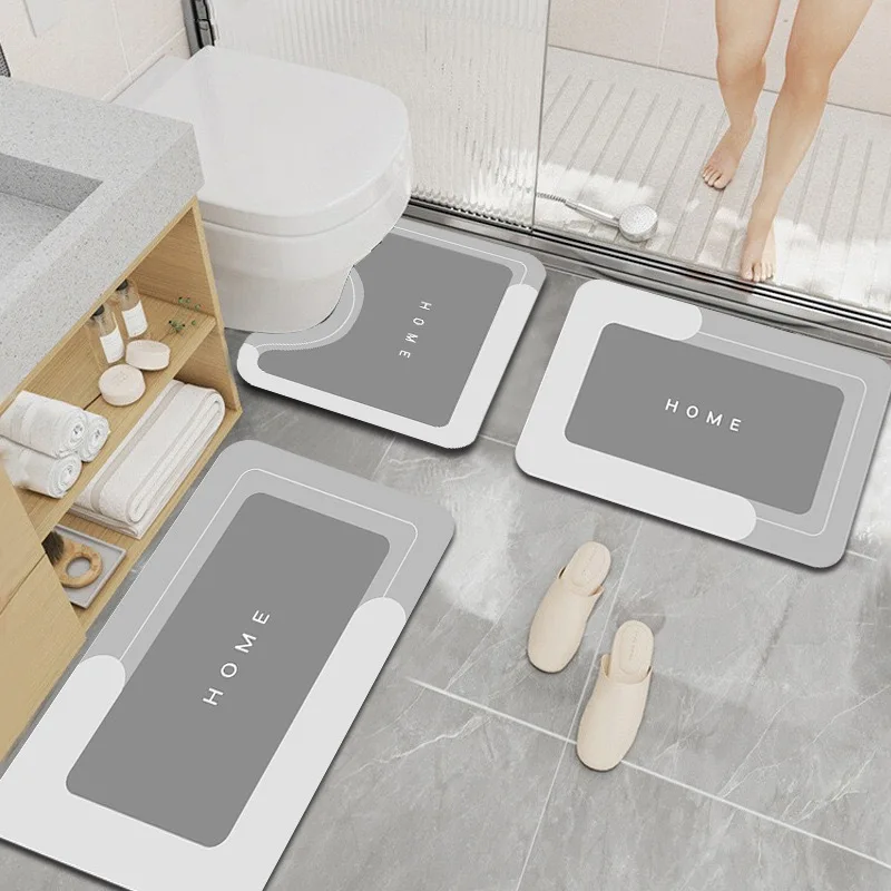3-Piece Set Diatomaceous Earth Floor Mat Bathroom Absorbent Quick Drying Anti Slip Mat Bathroom Cover Thickened Upgraded Carpet