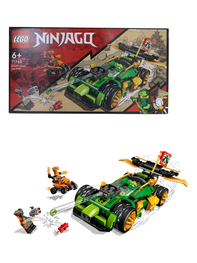 

LEGO 71763 NINJAGO Гоночная машина Ллойда EVO, фигурки кобры питона змеи, набор баннеров для коллекционной миссии