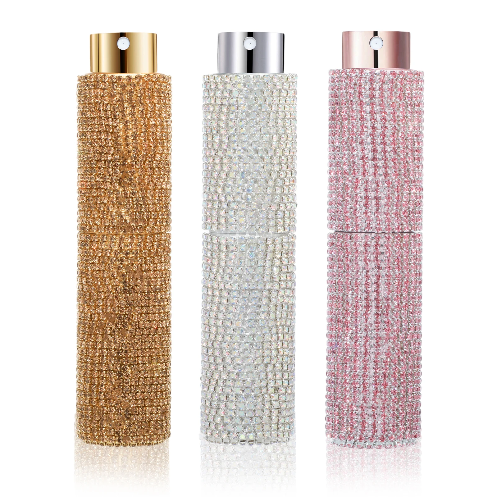 10ml Perfume Bottle Spray Bottle Glass Diamond-Encrusted Empty Cosmetics Sample Mini Refillable Sprayer Makeup Tool