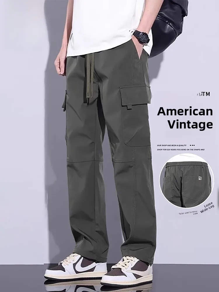 

Американские рабочие брюки в стиле ретро, мужские осенне-зимние новые брюки в стиле милитари, широкие повседневные универсальные длинные брюки, свободные прямые брюки
