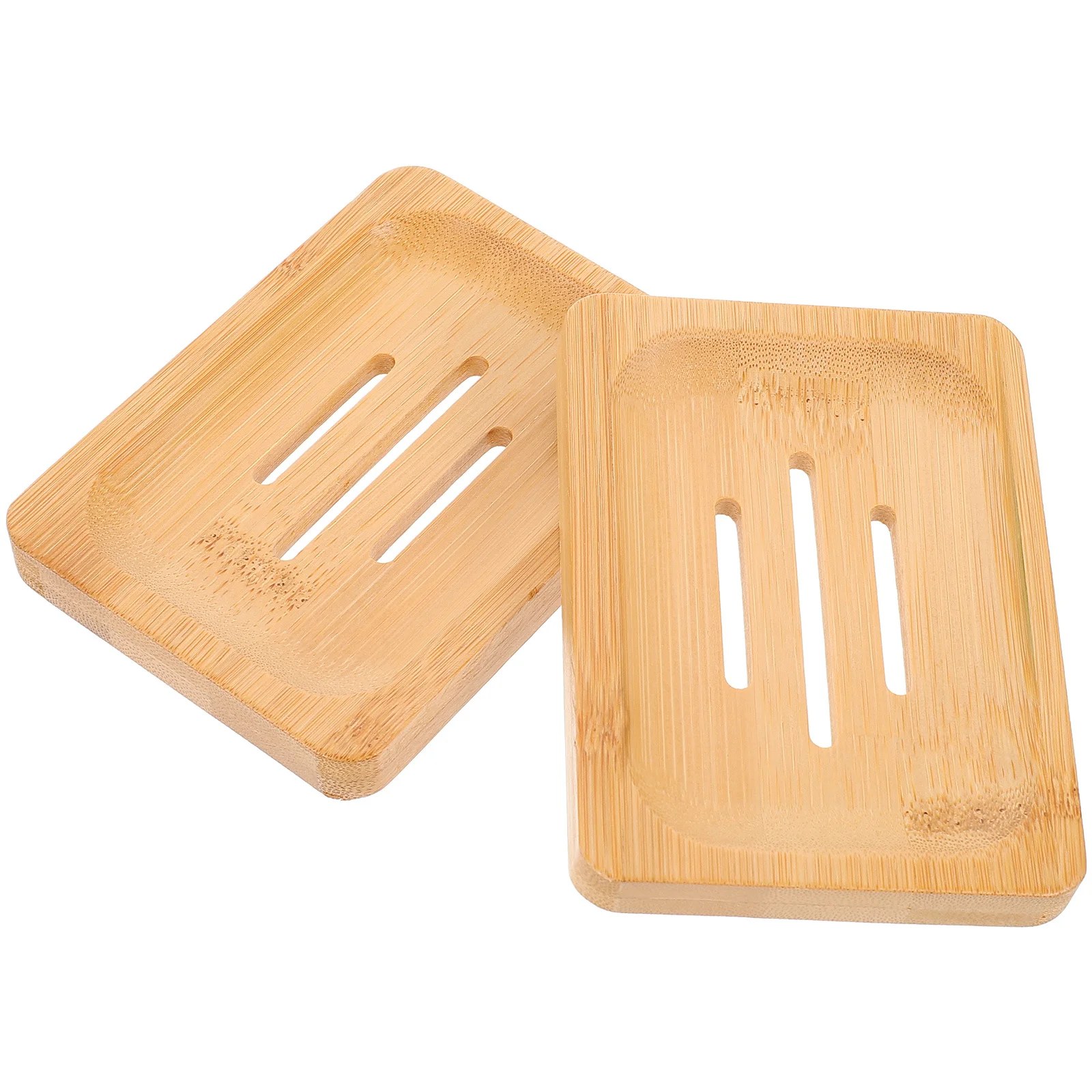 

2Pcs Wooden Holder No-Punch Slotted Soap Dish Eco-Friendly Bathroom Kitchen Shower Rack Draining Rack