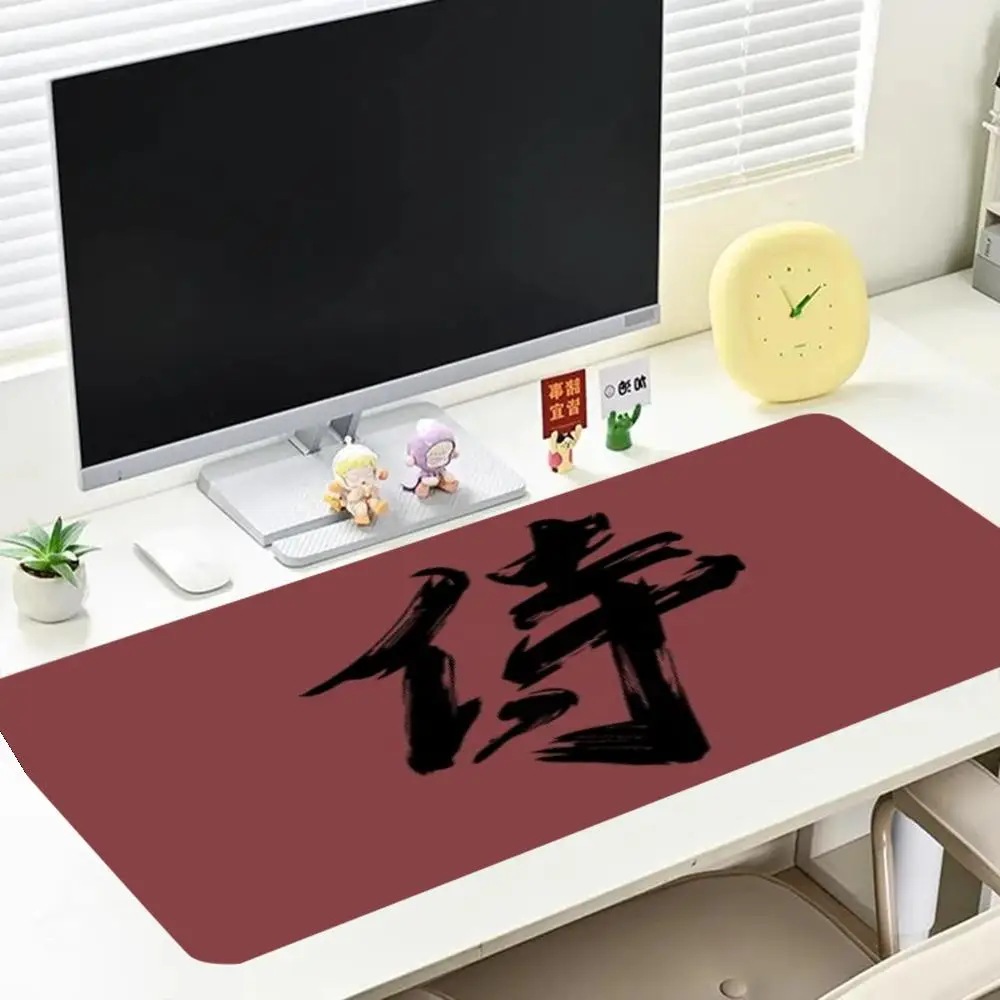 Playmat Vintage Oriental Samurai Brush Word Game Card Pad Mouse Pads High Definition Print For Desktop Laptop Daily Work
