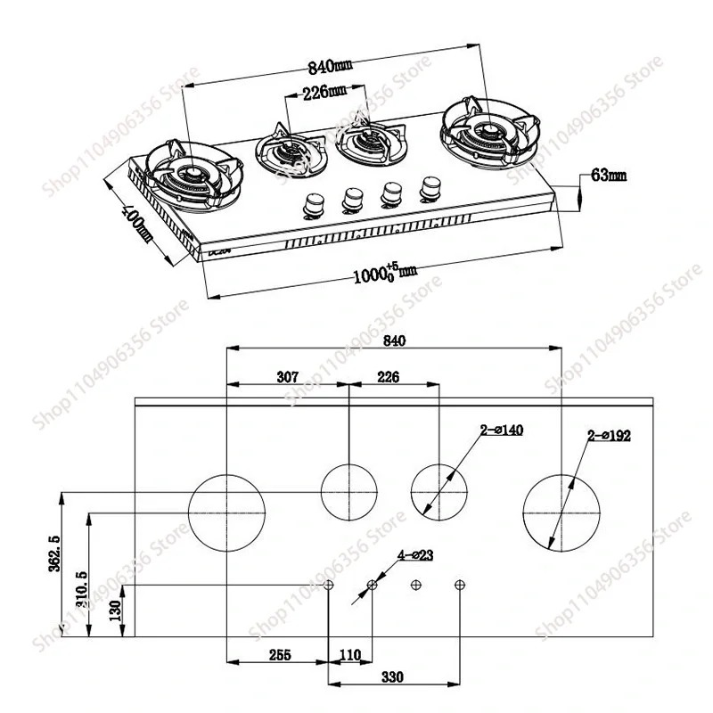 

for Premium built-in gas cooker 4 burner 5.2kw copper flame fault protection panel - can be used in custom kitchens