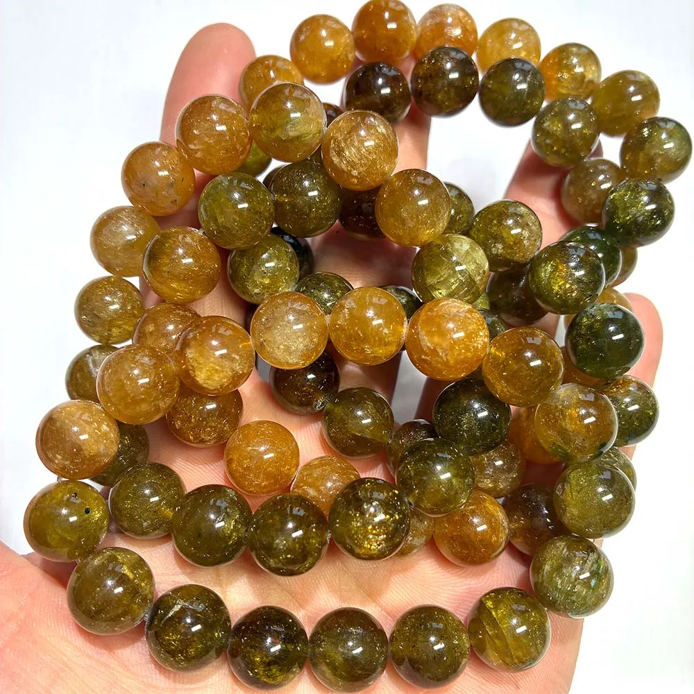 

Veemake Natural Yellow Green Tourmaline Bracelet Bracelets Round beads 08519