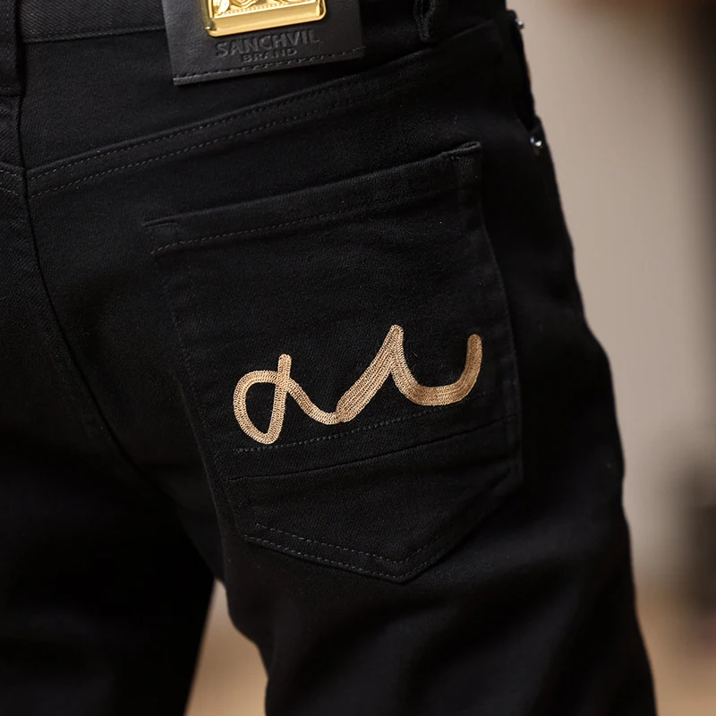 Newly Designer Fashion Men Jeans High Quality Stretch Skinny Fit Retro Ripped Jeans Men Embroidery Vintage Denim Pants Hombre