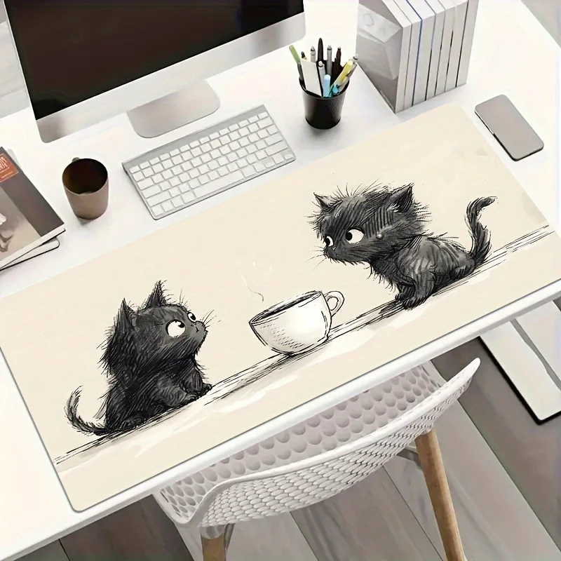 كارتون لطيف الرياح، نمط القط في الكوب، لوحة الماوس المنزلية، لوحة الماوس المكتبية، ملحقات الكمبيوتر لوحة المفاتيح لوحة المكتب للألعاب