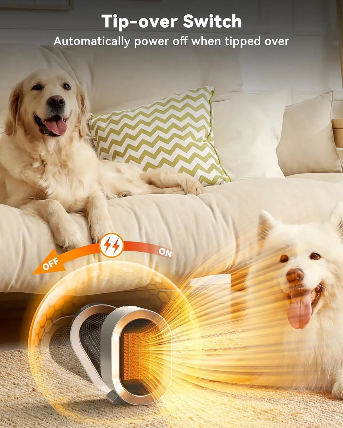 Calentador de ventilador eléctrico PTC, uso doméstico, sala de estar, baño, oficina, escritorio, 1200W, calentamiento rápido, calentador de ventilador pequeño portátil para invierno