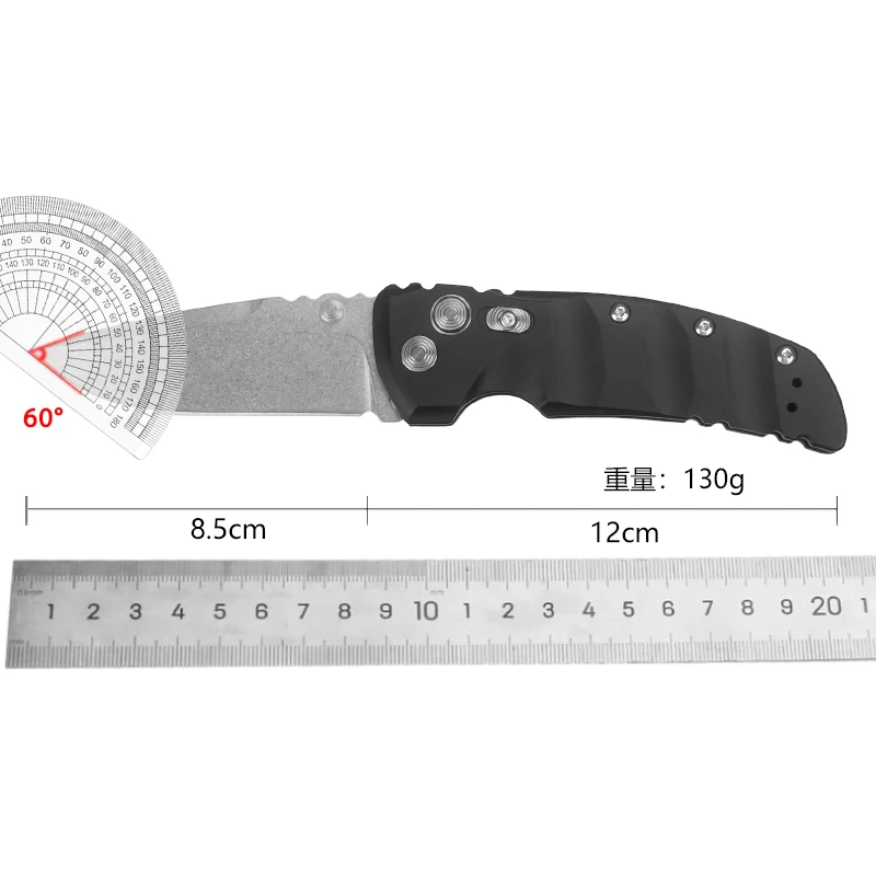 12C27 Steel Blade Space Aluminum Handle Hunting Survival Camping Folding Pocket Knife-Meteorites Pattern