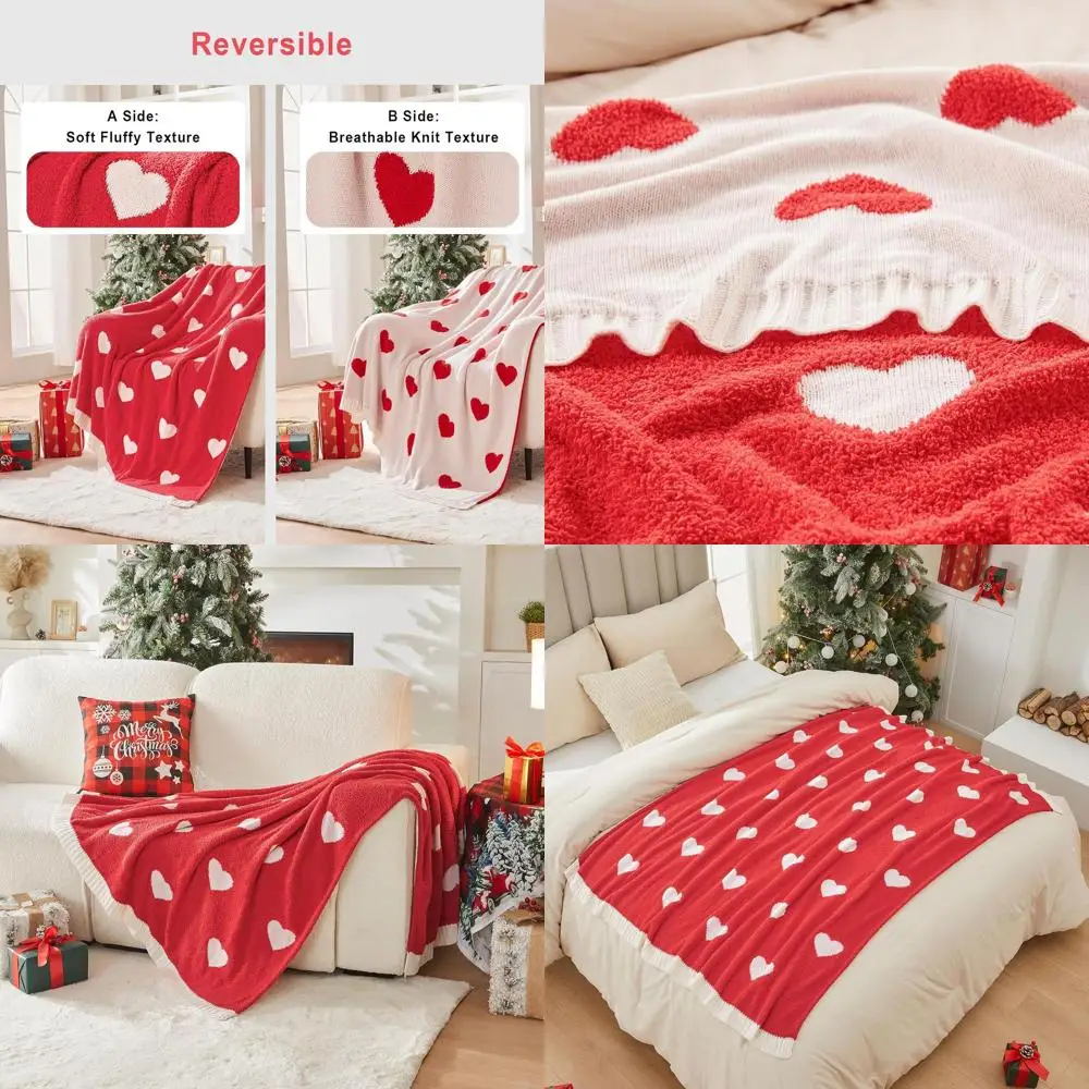 

Уютное красное одеяло с сердечком любви, ультрамягкое, двусторонний праздничный декор, 60x80 для кровати, дивана, дивана