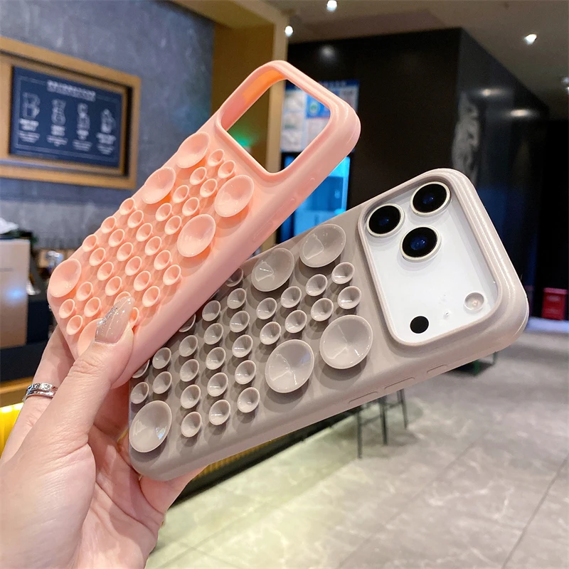 Freihändige Silikon-Saughalterung Handyhülle für iPhone 17 16 15 14 13 Pro Max 17Pro 16Pro 15Pro – Adsorptionsgriff-Halterung, weiche Abdeckung